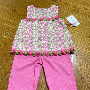 Girls Pom Pom Top & Pants Set, size 4